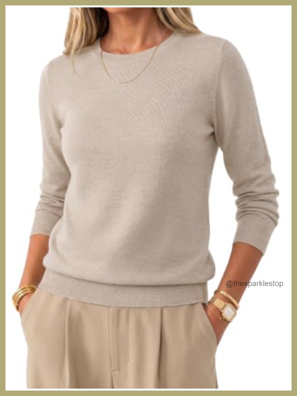 100% Merino Wool Long Sleeve Crew Neck Sweater Fall Work Pullover